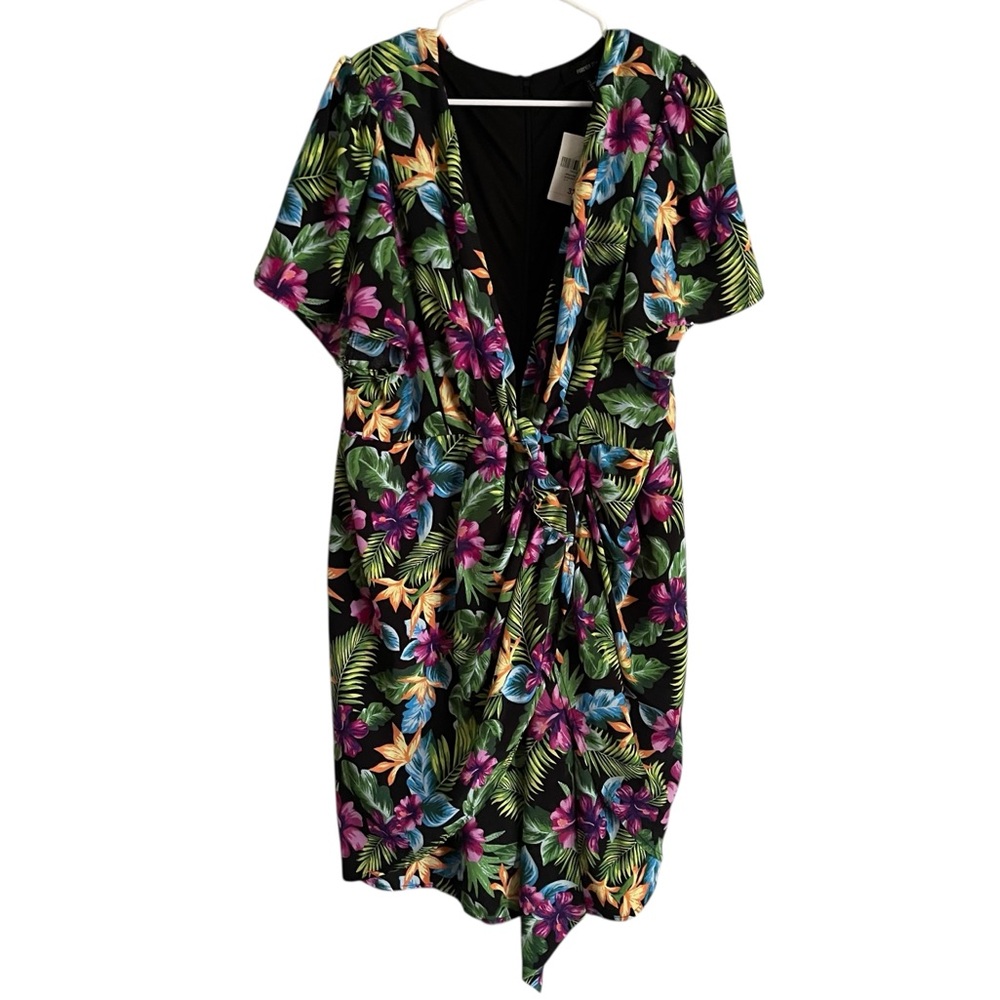 NWT Forever 21 Plus Tropical Floral Printed Knit Asymmetrical Dress Sz 3X